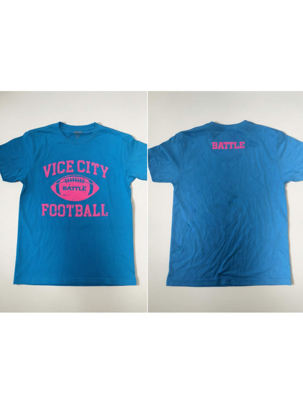 Battle Vice City Football Blue Graphic T-Shirt Size A/S